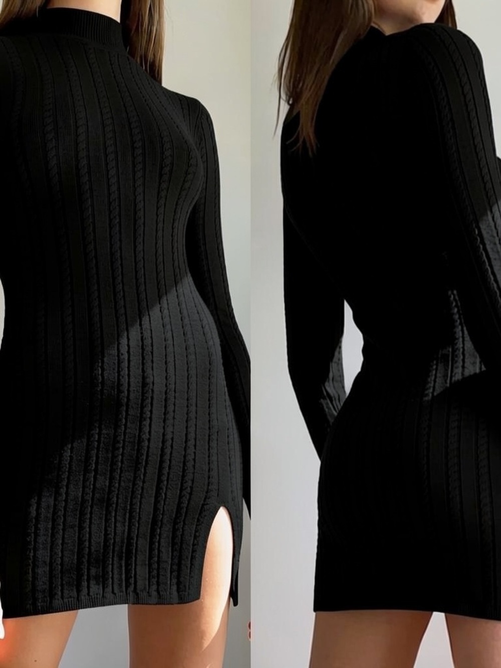 ARITZIA Sunday Best Maple Ribbed Long Sleeve Mock Knit Mini Dress